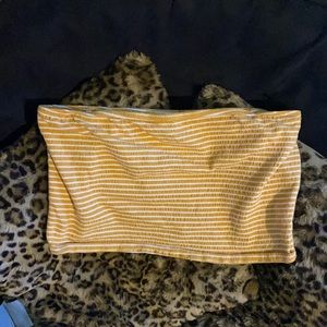 striped white and yellow american eagle size large tube top